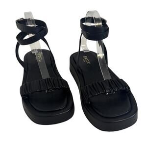 Elleme Black Platform Strappy Ankle Wrap Sandals Size 40 Leather